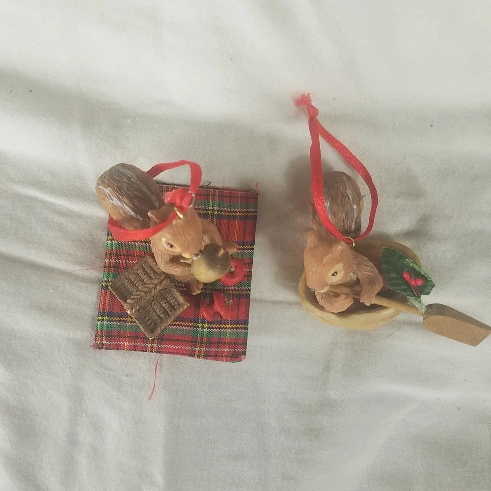 Squirrel Christmas Ornaments Brown Excellent Woodland Pair whimsical outdoorsy